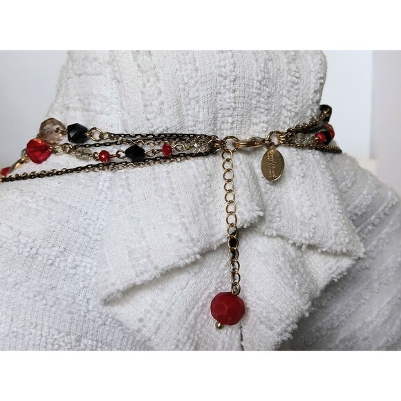 White House Black Market Gold Glass Beaded Multi Strand Statement Necklace EUC - Picture 5 of 10